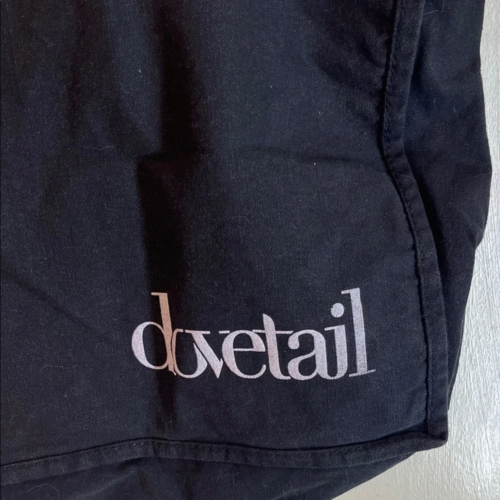 Dovetail Black LOVE Denim Tote Bag with sewn letters